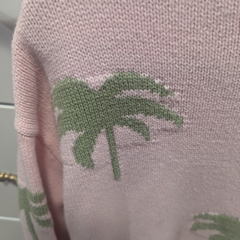 Palm Tree Pattern Pink Sweater - Picture 4 of 7